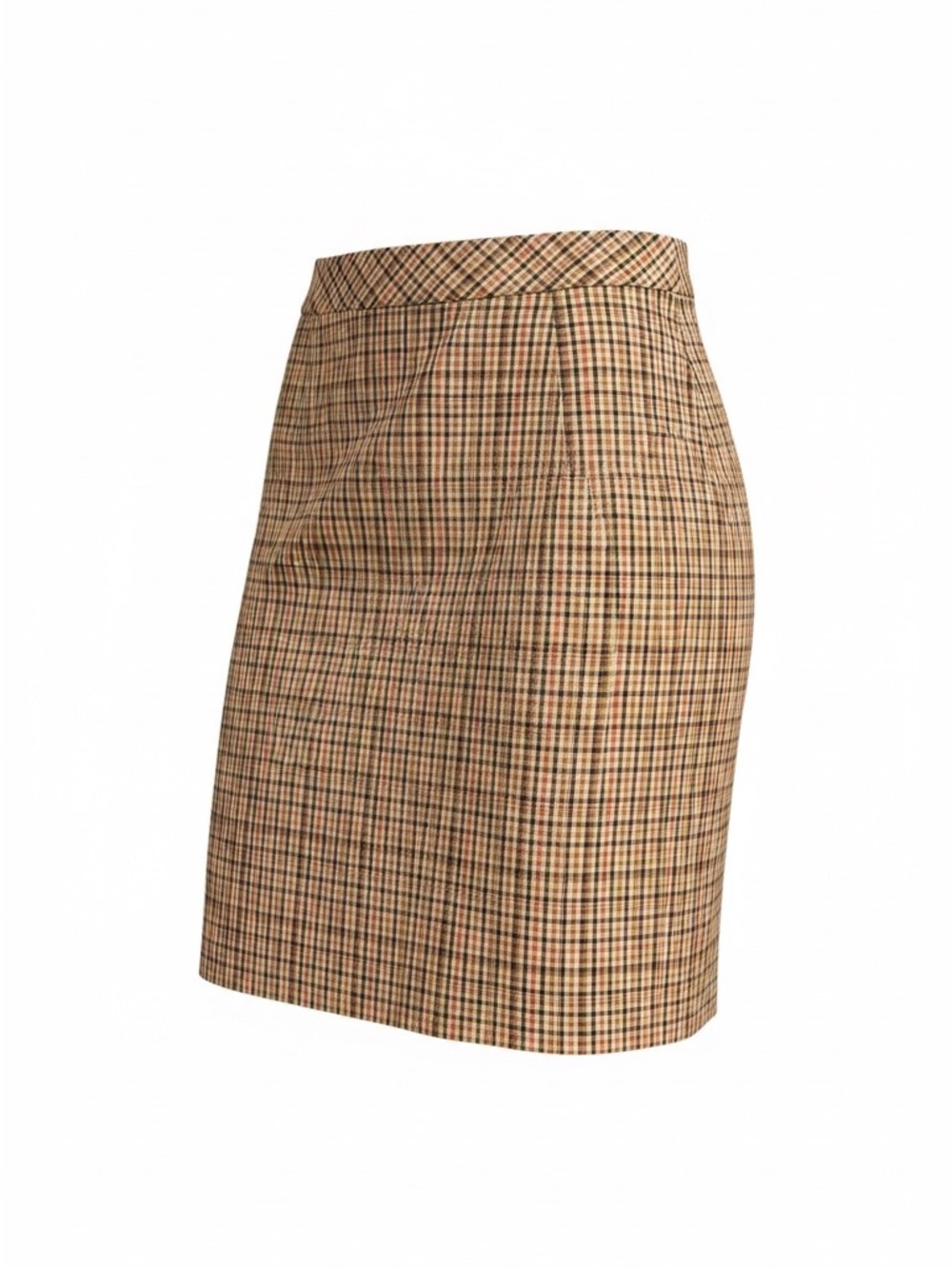 #107, Harold’s, vintage Classic Plaid Pencil Skirt in Tan Check, size 12